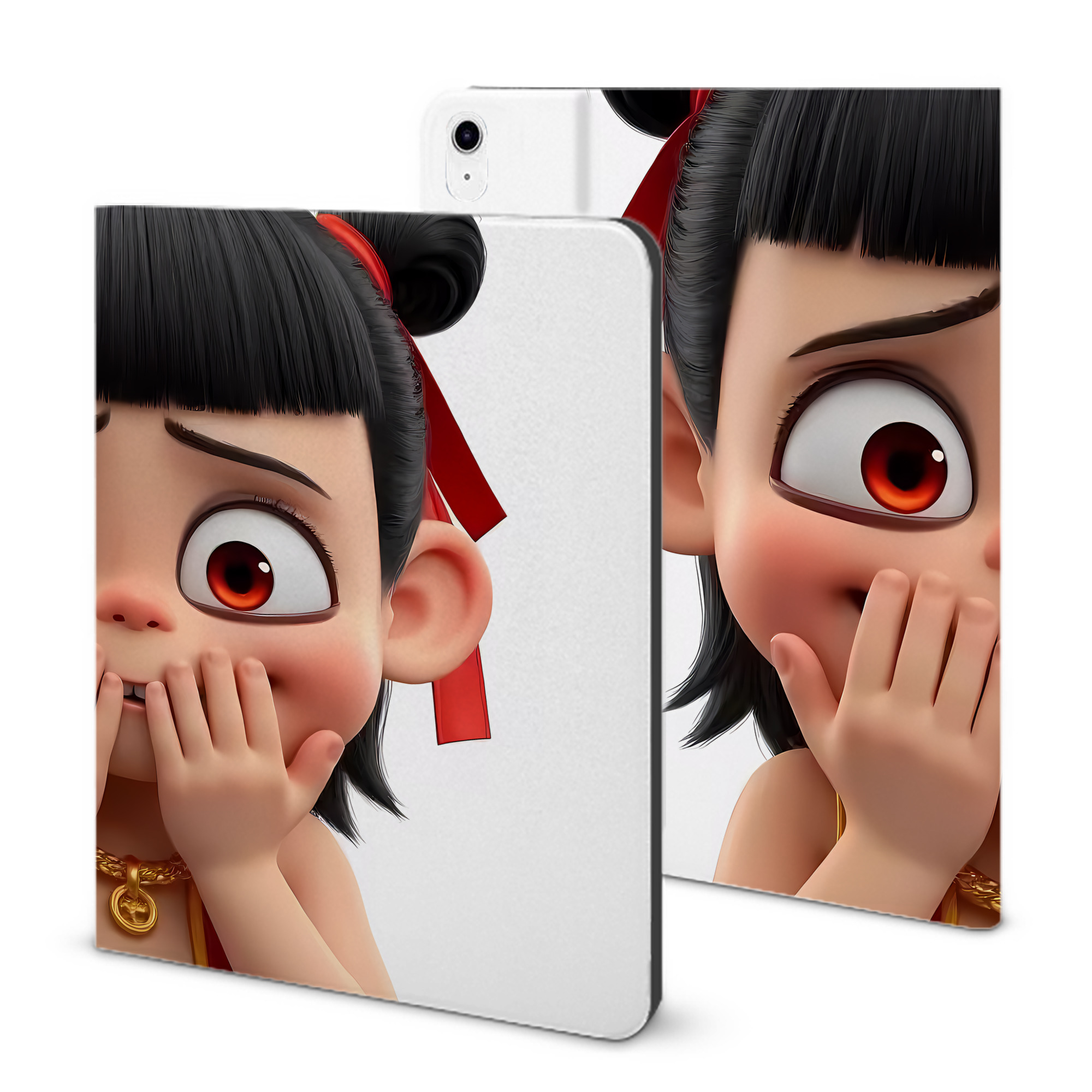 （画像用） Ne Zha 2 ナタ 魔童の大暴れ IPad ケース ブック型 PUレザー TPU 耐衝撃 軽量 薄型 ペン収納なし 全面保護 IPad 各モデル対応
